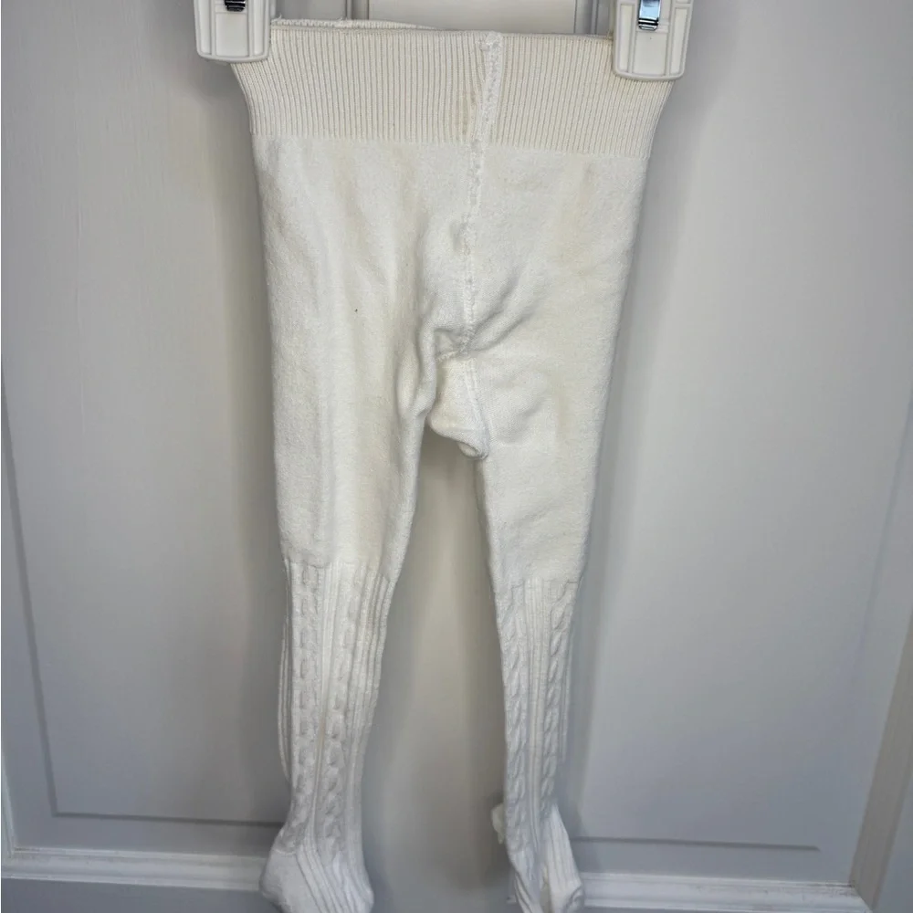 Epeius 12-24M Girls Cozy White Knit Baby Tights